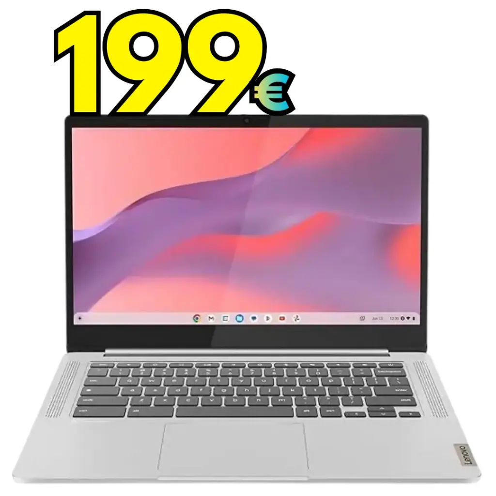 Lenovo IdeaPad Slim 3 Chromebook 14M868 - Ordinateur Portable 14'' FHD (MediaTek Kompanio 520, RAM 4Go, eMMC 64Go, Arm Mali-G52 Graphics, Chrome OS) Clavier AZERTY Français - Gris